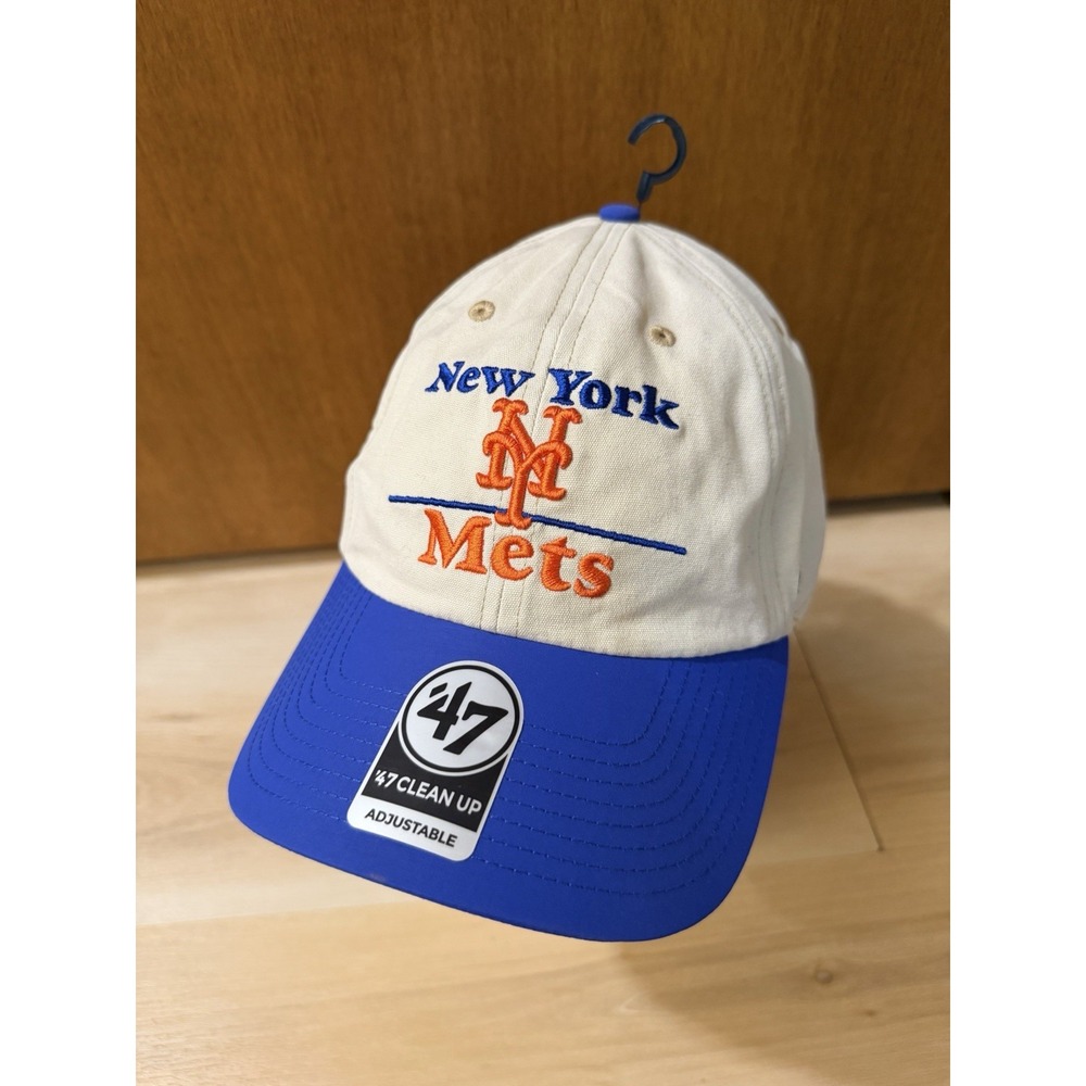 47 Brand MLB New York Mets Adjustable Clean Up Dad Hat Cap Blue Khaki New
